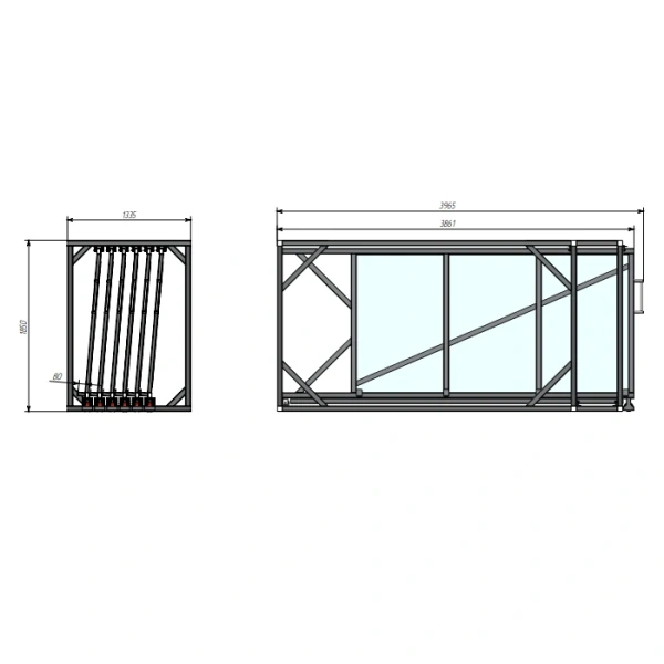 Стеллаж для вертикального хранения листового металла 3,0х1,5_1т_6к
